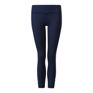 Lululemon Women's Navy Blue Ruched Ankle Side Pocket Speed Tight Leggings‎ Sz 2